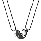 Винтажные пары ювелирные изделия ожерелья черный белый пара ожерелье Классический Инь Ян король животное кошка кулон ожерелье