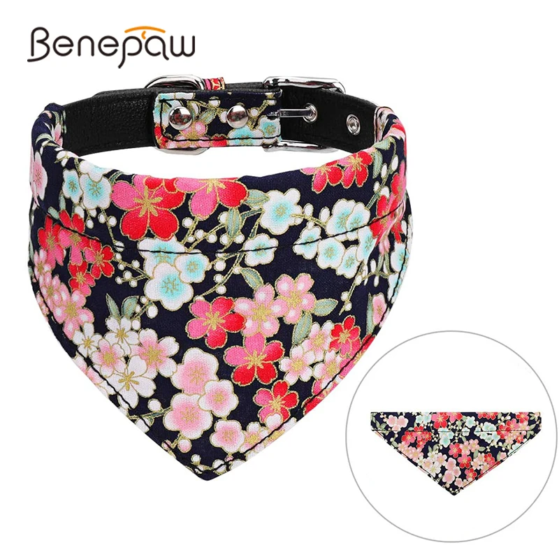 

Benepaw Comfortable Floral Dog Collar Detachable Adjustable Soft Eco-friendly Puppy Pet Bandana For Small Medium Large Dogs
