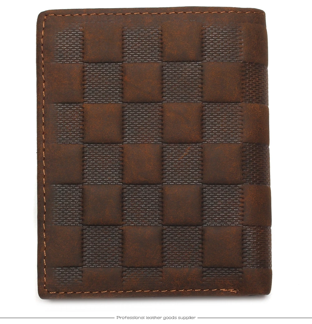 Crazy Horse Leather Men's Top Layer Leather Lattice Wallet Business Real Leather Luxury And Classical Design Mens Small Wallet