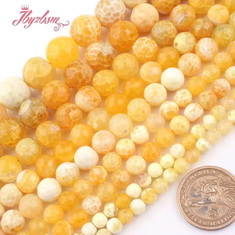 

Натуральный Агаты желтый Cracek круглый свободные 6/8/10 мм Камень Бисер для изготовления ювелирных изделий дизайн или "сделай сам", зажим для оже...