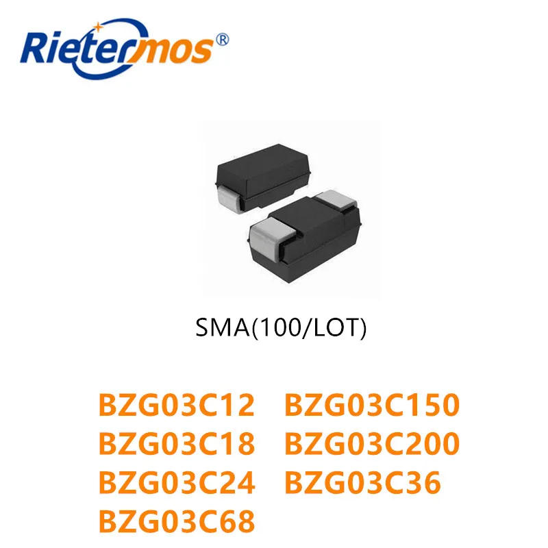 

SMA 100 шт. DO-214AC BZG03C12 BZG03C150 BZG03C18 BZG03C200 BZG03C24 BZG03C36 BZG03C68