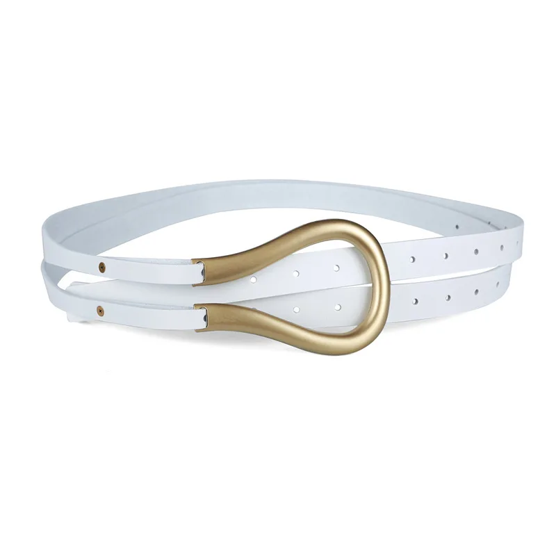 10 colors New ladies belts fashion real split leather metal U-shaped pin buckle belt banquet dress coats belt ladies belts A0