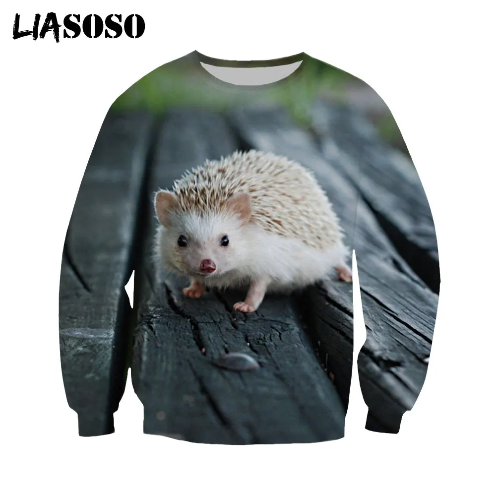 

LIASOSO Animal Hedgehog Sweatshirt Autumn 3D Print Men Women Hoodies Hip Hop Street Clothes Long Sleeve Pullover Oversize