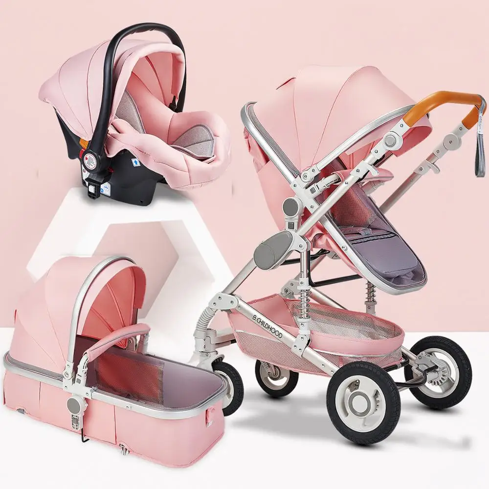 

High Landscape Baby Stroller 3 In 1Portable Travel Baby Carriage Folding Shock Absorber Four Wheel Trolley Baby Pushchair