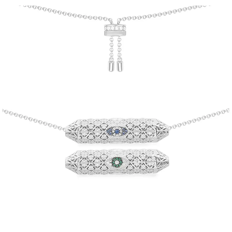 

UMGODLY Fashion Necklace Evil Eye Blue Micro Zirconia Stones Silver Color Geometric Pendant SYMBOLE Women Jewelry