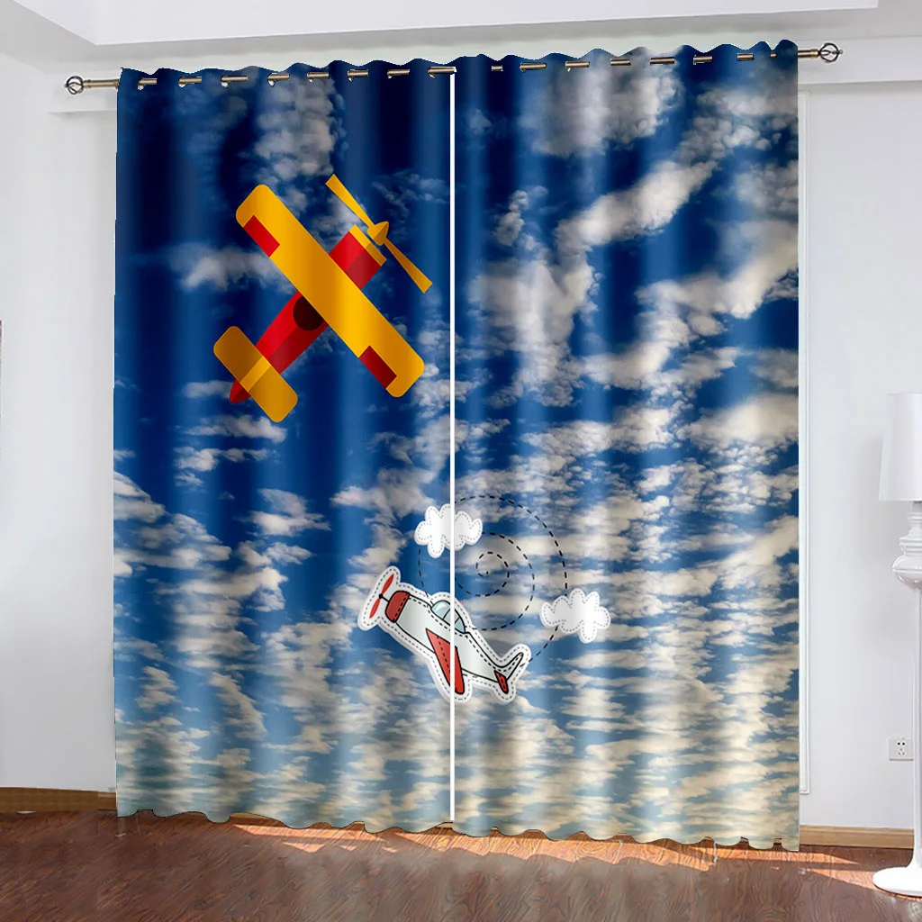 

Blackout Curtains Airplane Theme Thermal Insulated Window Curtains Suitable for Living Room Bedrooms Drapes(2 Panels)