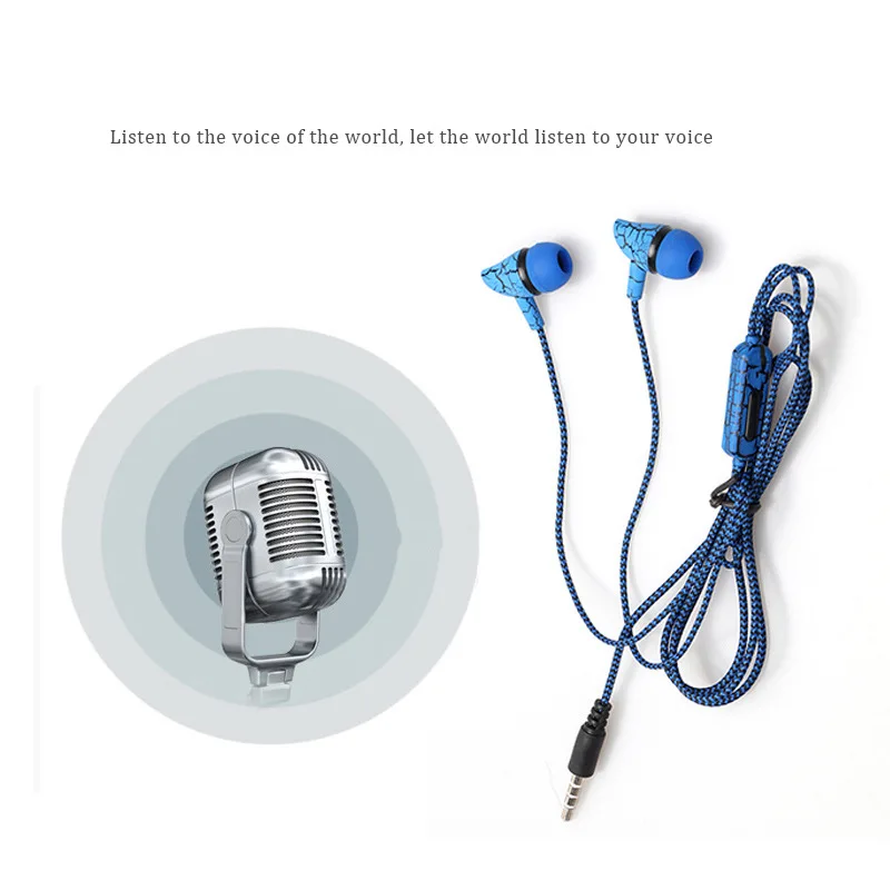 Горячая продажа 3 5 мм Джек трещина красочные наушники в ухо с микрофоном супер