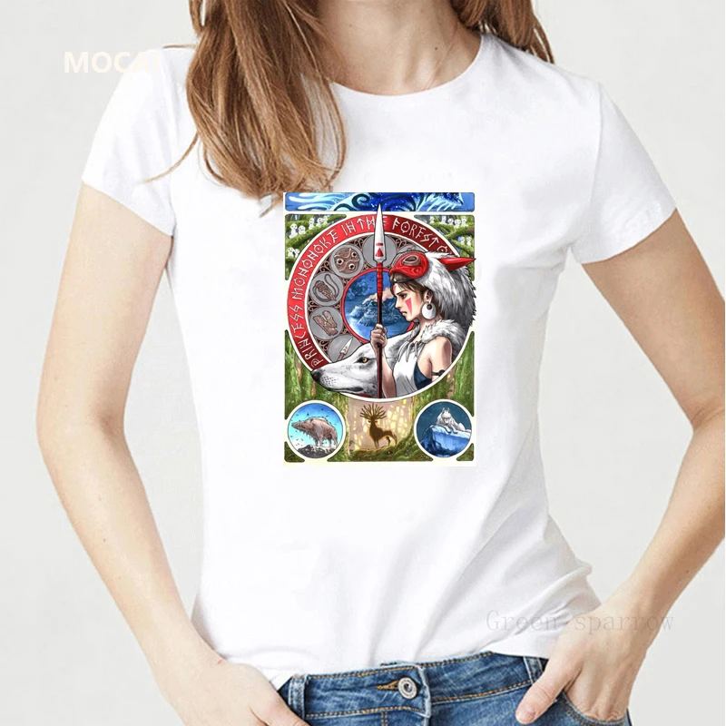 

Summer aesthetic: Hayao Miyazaki's Princess Mononoke Graphic Print Women's T-shirt Harajuku fashion couple loose-fitting street