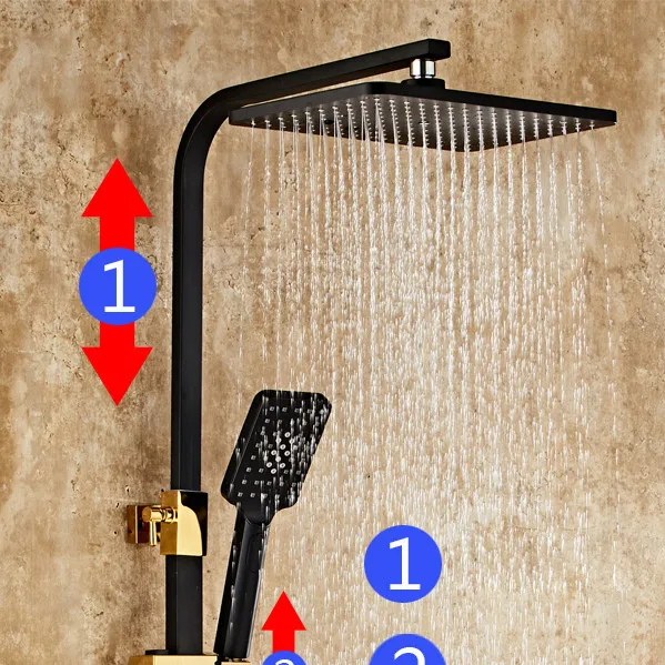 black gold shower set sdsn quality brass bathroom shower faucet 10 inch square rainfall shower head digital bath shower set free global shipping