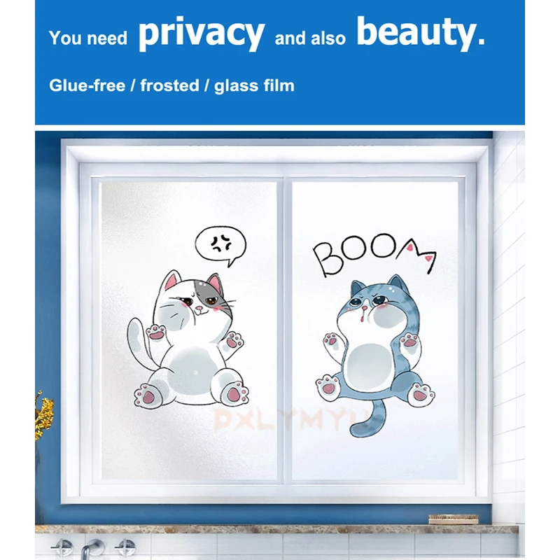 

Tropical Pattern Static Cling Decorative Glass Film Custom Size Privacy Protection Vinyl Home Decor Removable Window Sticker