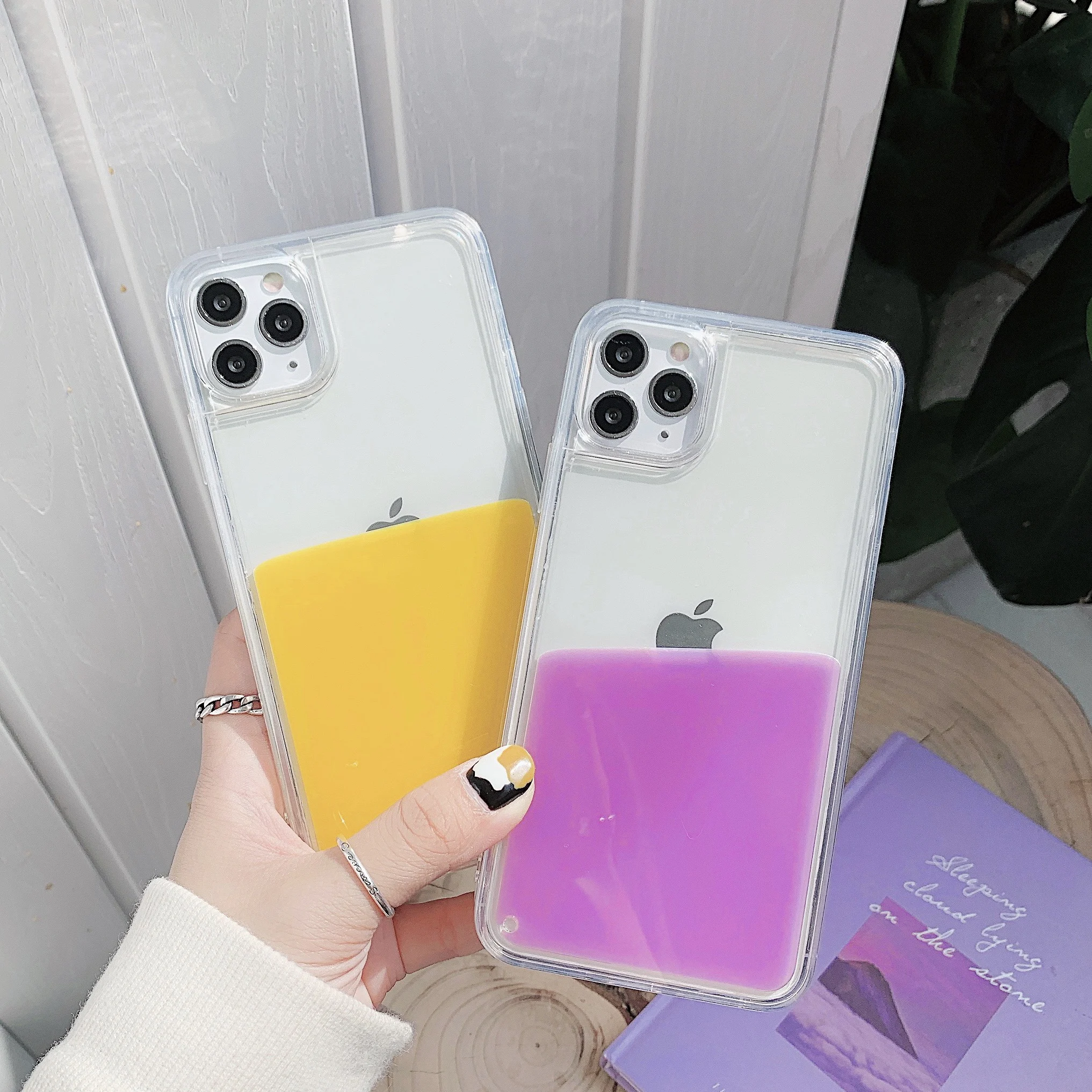 For iPhone 12 Pro Max Case Clear Neon Juice Liquid SB Coffee Clear Cover for iPhone 11 13 Pro Max XR 7 8 Plus x XS SE 2020 Cases
