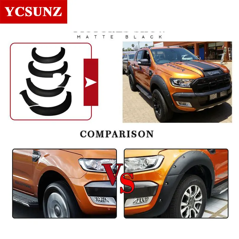 9 дюймов дуга колеса с гайки крыло вспышки Брызговики для Ford Ranger T7 Wildtrak 2016 2017 2018