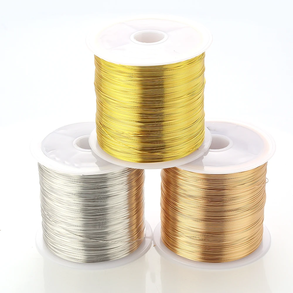 

100m Gold Silver Copper Wire Bead Thread 0.3mm 0.4mm Diameter Metal Line Jewelry Bracelets Earring DIY Making String Cords