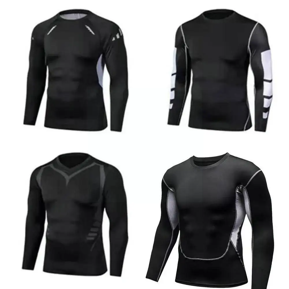 

Men Compression Running T Shirt Fitness Tight Long Dry Sleeve Jogging Shirts Sportswear Training New Tshirt Quick Sport P1h5