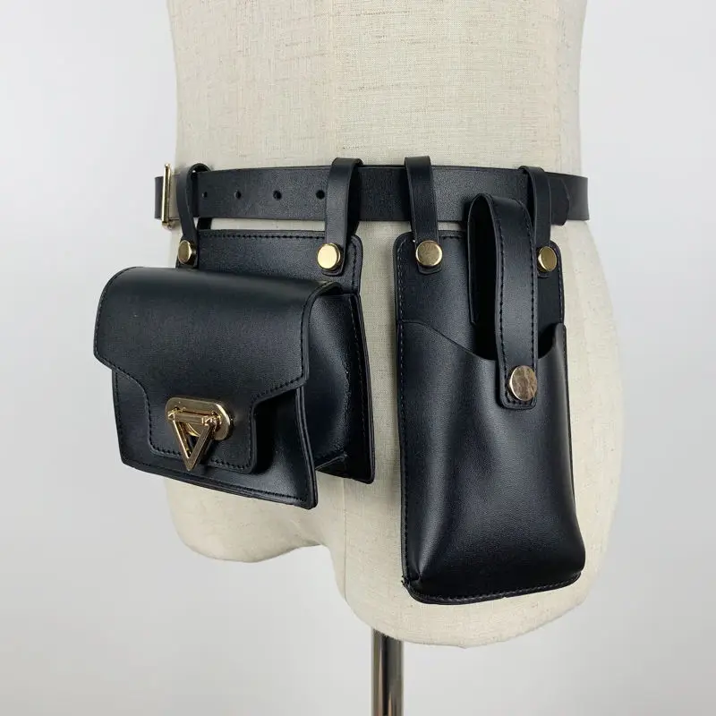 

Casual Mobile Phone Bag Leather Belt Pu Bag Europe The United States Cool Minority Versatile Decoration Small Waist Bag