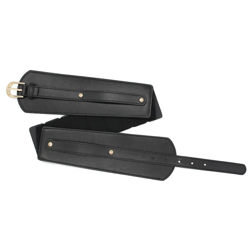 

Luxury ladies wide belt elastic vintage buckle leather wide fashion wild pin buckle women's belt waist seal belt