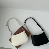 vintage design ladies chain underarm bag texture pu leather female small crossbody bags simple solid color women handbags tote