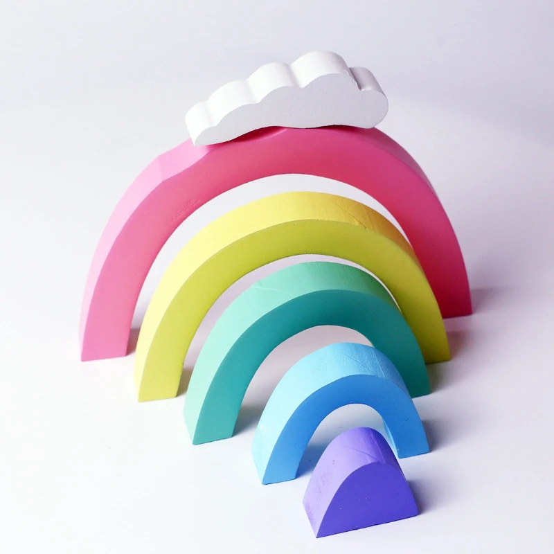 Набор Ins скандинавские радужные Подвески деревянное кольцо с радугой внутри