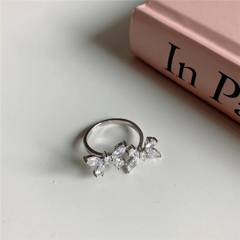 

RUIYI Real 925 Sterling Silver Butterfly AAA Zircon Women Rings Exquisite Birthday Party Jewelry Gift Female Simplicity Rings