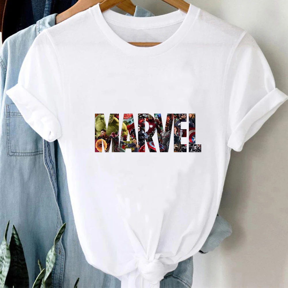 

MARVEL Women T-Shirt Casual Loose O-Neck Short Sleeve Woman Tshirts Fashion Summer Streetwear Harajuku Unisex Tees Top Dropship