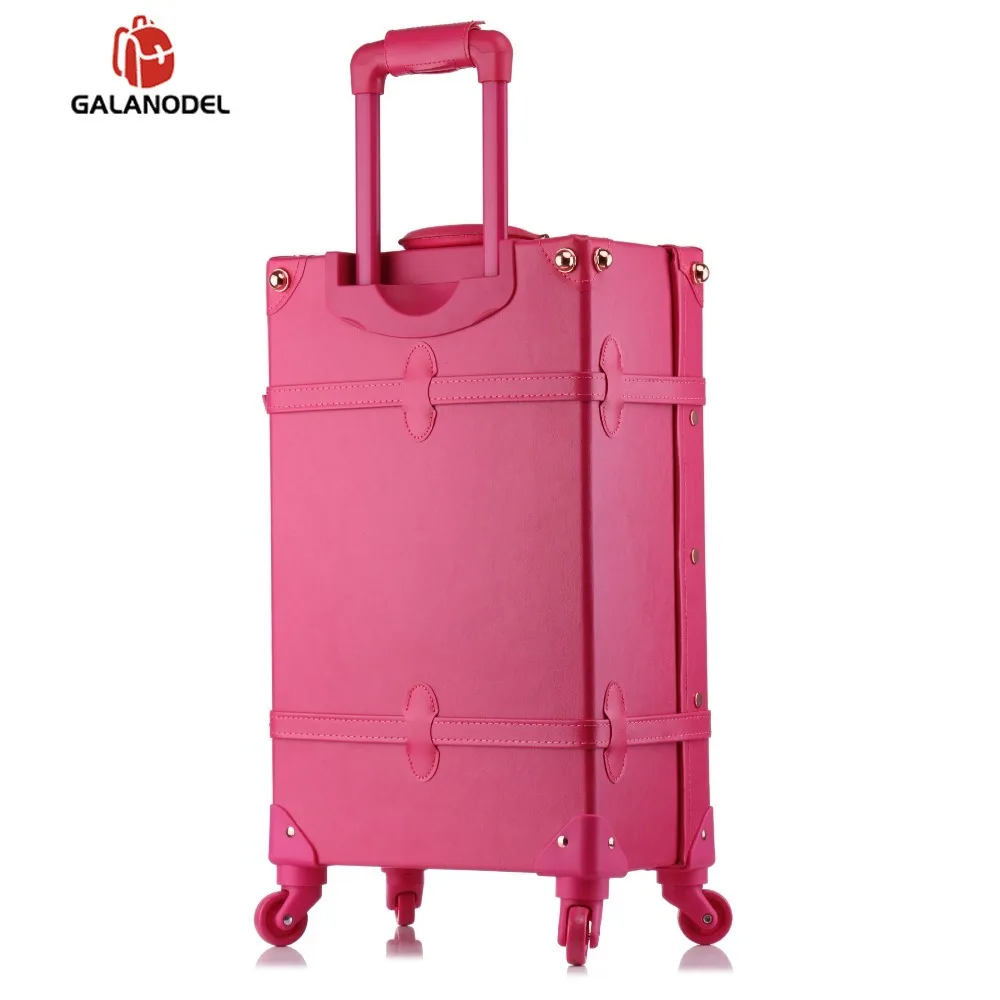 20/24/26 Inch Rolling Luggage Set Women Suitcase on Wheels PU Leather Pink Fashion Retro Trolley Cabin with Wheel Girls | Багаж и сумки