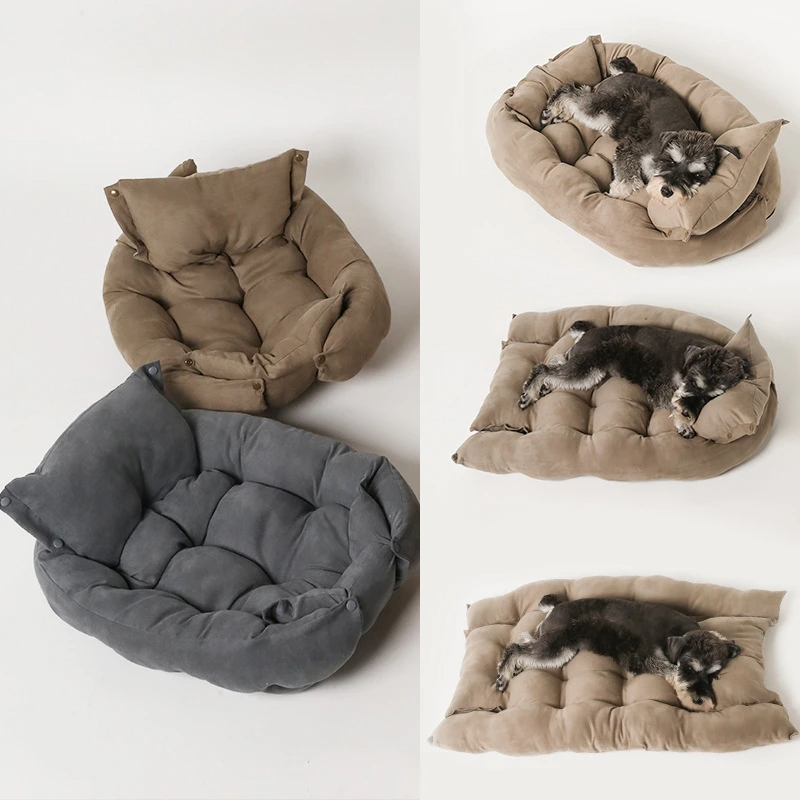 Cama suave para perro, Perrera de ante, tumbona para mascotas, camas lavables y transpirables para perros peque&ntilde;os, medianos y grandes, suministros para mascotas-2