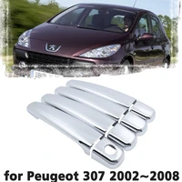 luxury chrome door handle cover trim protection cover for peugeot 307 2002 2003 2004 2005 2006 2007 2008 car accessory sticker