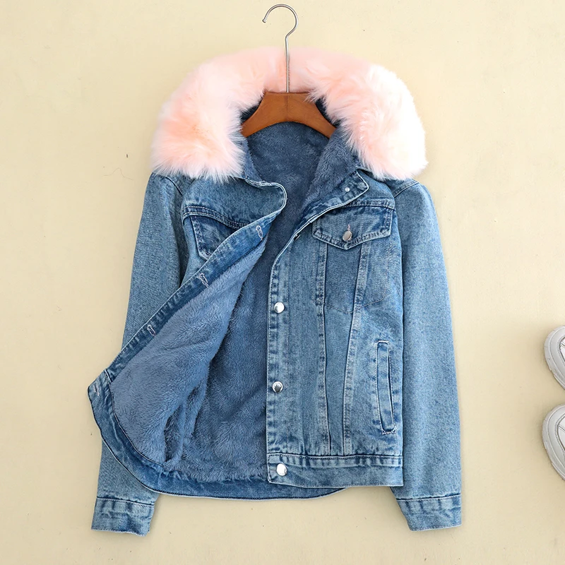 Куртка женская демисезонная джинсовая с мехом теплая верхняя одежда меховой