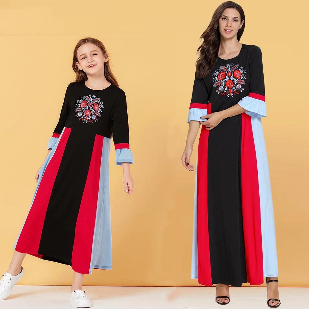 Новые модные женские цветочные печати мусульманские Абая свободные длинные