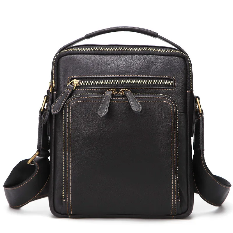 

Сумка на плечо мужская из натуральной кожи, износостойкий портативный мессенджер в стиле ретро, портфель кросс-боди из воловьей кожи