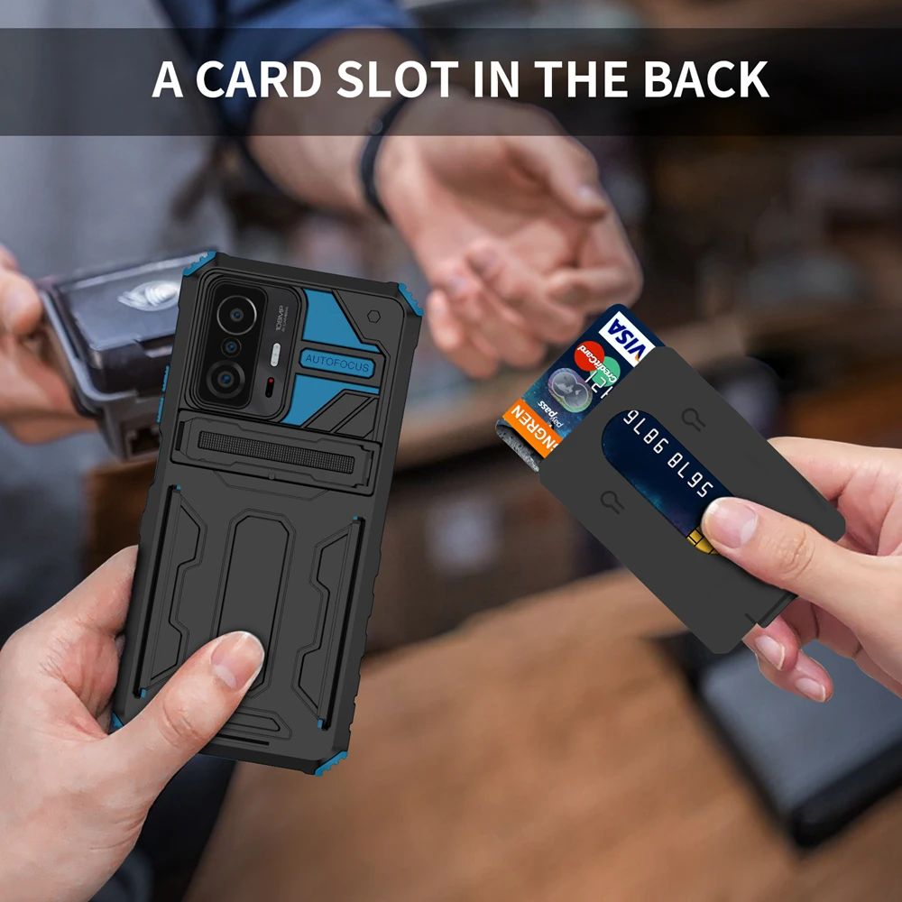 keysion shockproof armor case for xiaomi mi 11t 11t pro 5g 11 lite with card slot stand phone back cover for poco x3 nfc m3 pro free global shipping