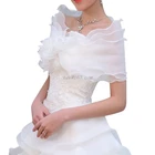Белая элегантная Цветочная многослойная Тюлевая Шаль Свадебная накидка шифоновое короткое пальто для невесты сказочные свадебные аксессуары