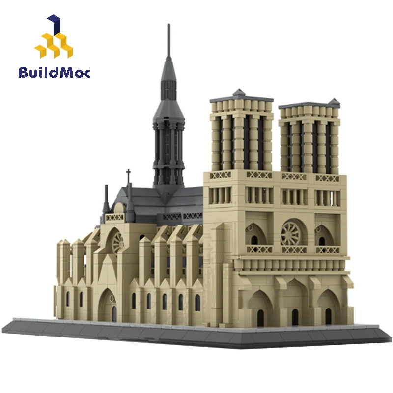 

BuildMoc City Buildings Notre Dame de Paris Classic Architecture Building Blocks MOC City Street View House Educational Kid Toys
