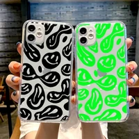 funny trippy smiley face phone case for iphone 13 12 11 8 7 plus mini x xs xr pro max transparent soft