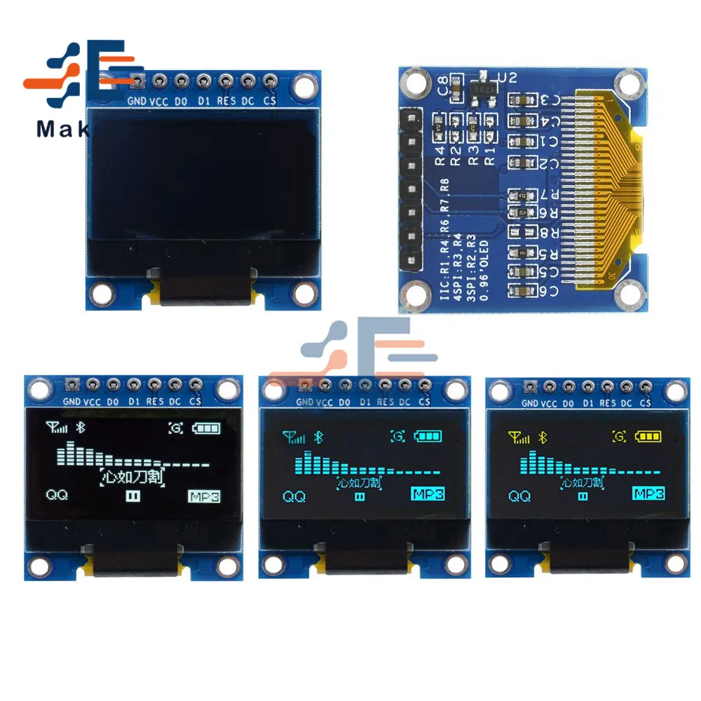 Светодиодный модуль O 0 96 дюйма 7-контактный 128X64 IIC I2C Communicate SPI серийный Белый Синий