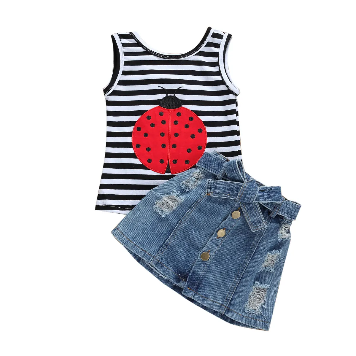 От 1 до 6 лет комплект одежды для маленьких девочек топы в полоску с героями
