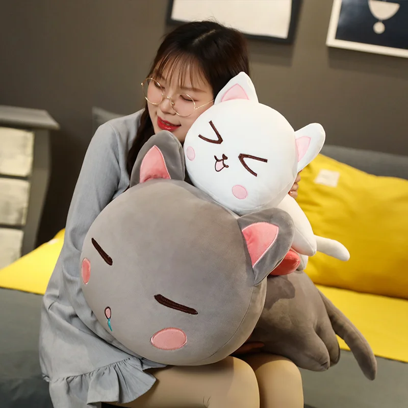 

New 28/40/65cm Cute Lying Cat Plush Toys Stuffed Soft Animal Dolls Lovely Cat Pillow Toys for Children Girls Birthday Gifts