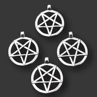 6pcs satanism metal tags hollow loop five pointed star pendants diy charms retro earrings bracelet jewelry crafts making a2413