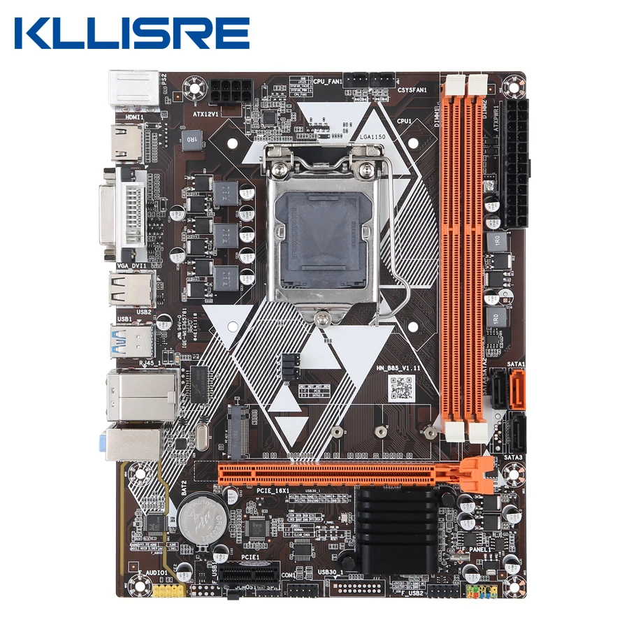 Материнская плата Kllisre B85 M ATX для LGA 1150 i3 i5 i7 E3 DDR3 1333/1600 МГц 16 Гб M.2 SATA3 USB3.0 VGA DVI