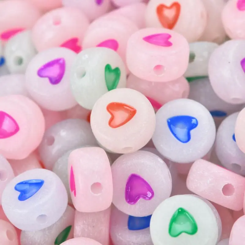 100 шт. 7 мм алфавит из акриловой искусственной кожи разделенные бусины светящиеся