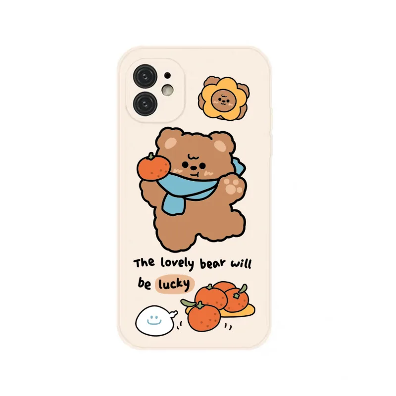 

Ins Cartoon Cute Bear Is Suitable for IPhone11 12pro Mobile Phone Shell 8P Transparent 7PLUS Apple 12 Soft Shell 6sp Anti-drop
