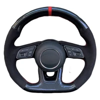 car steering wheel cover black carbon fiber black suede for audi a1 sq2 2018 2019 a3 2016 2019 s3 q2 2016 2019 rs3 2017 2019