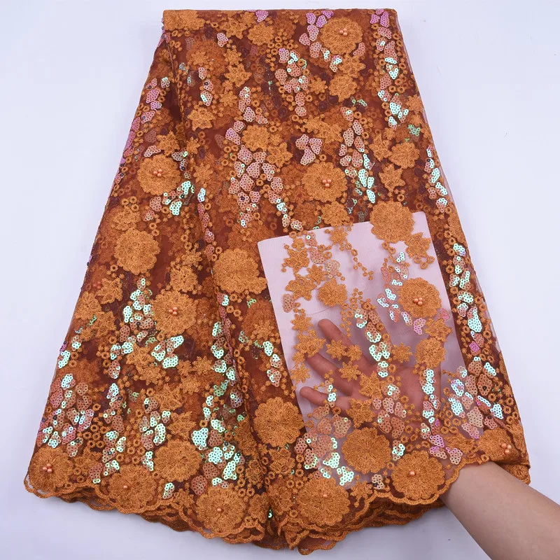 Кружевная ткань из органзы в африканском стиле с 3D вышивкой и блестками 2020
