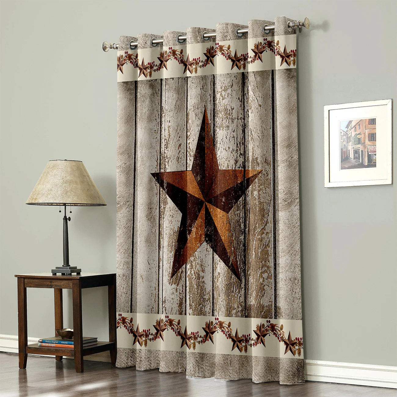 Винтажные оконные занавески с принтом в виде пентаграммы дерево деревенском