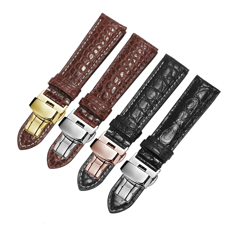 Ремешок двусторонний из крокодиловой кожи для наручных часов качественный
