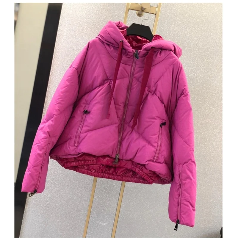 

Женские пуховики-бомберы высокого качества, теплые и светильник 90% пуховики, свободные Стильные повседневные зимние пальто на молнии