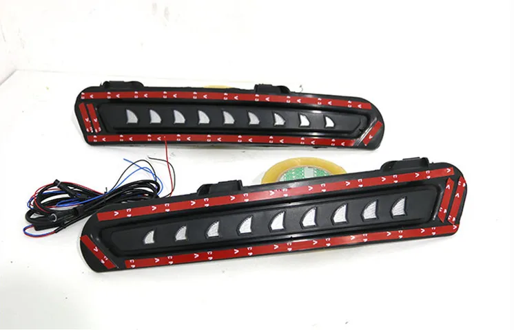 

eOsuns led drl daytime running light for ford mondeo 2011-2013 with Dynamic moving yellow turn signal and blue night light