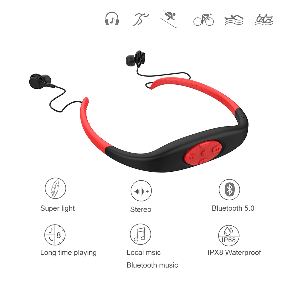 003 беспроводной mp3-плеер FM-радио 8 ГБ Bluetooth-гарнитура водонепроницаемая IPX8