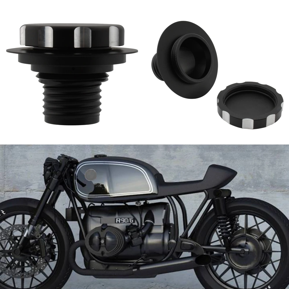 

New Fuel Tank Gas Cap CNC Aluminum Petrol Cover Retro Style Motorcycle Parts For BMW R45 R65 R80 R90 90S 100R R100