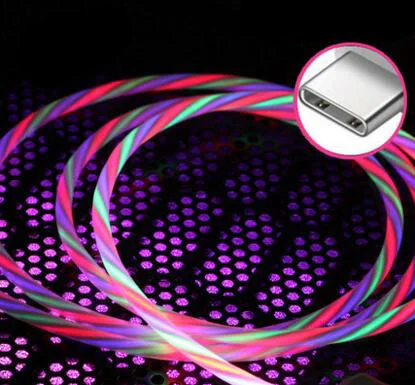 For Type-C Colorful Автомобильный светодиодный usb-кабель для зарядки и передачи данных для Ford Focus 2 3 Fiesta Mondeo Citroen C4 Skoda Octavia Rapid Superb - Цвет: For Type-C Colorful